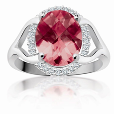 <em> 10K Garnet & Diamond Ring; 0.12 ct</em>